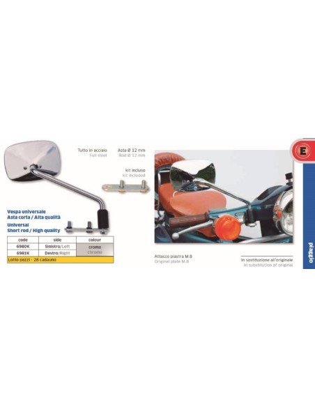 Espejo Vespa Universal Dch - FAR6981K FAR6981K | Motoauto