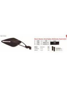 ESPEJO IZDO VIPER N.8STYLE NEGRO  (230mm) FAR7341 | Motoauto