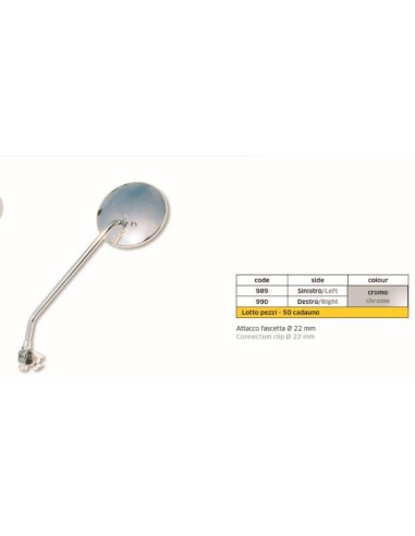 ESPEJO UNIV IZQ  CROMO CLASSIC ABRAZADERA FAR989 | Motoauto