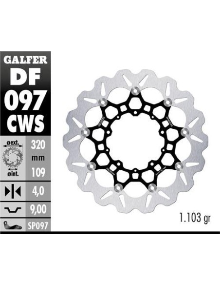 DISC WAVE FLOATING COMPLETE OVER (C. ALU DF097CWS | Motoauto