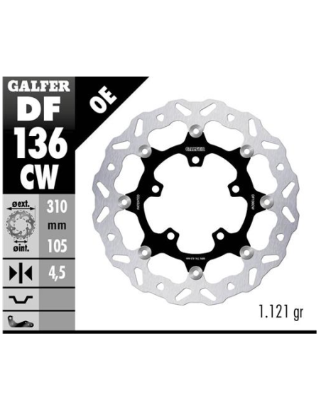 Disco GALFER Wave Flotante Completo (C DF136CW | Motoauto