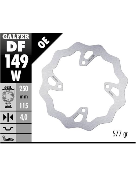 Disco GALFER Wave Fijo 250x4mm DF149W | Motoauto