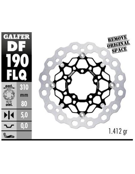 Disco GALFER Flotante Qubic (C. Acero) DF190FLQ | Motoauto