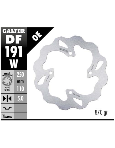 Disco GALFER Wave Fijo 250x5mm DF191W | Motoauto