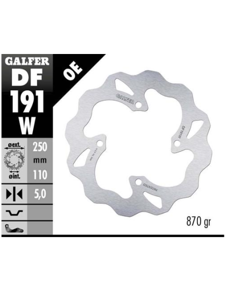 Disco GALFER Wave Fijo 250x5mm DF191W | Motoauto