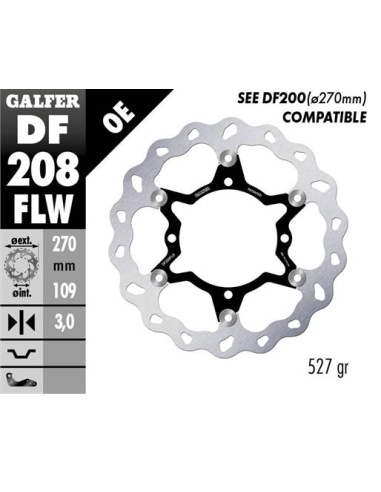 Disco GALFER Wave Flotante (C. Acero) DF208FLW | Motoauto