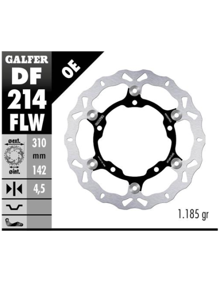Disco GALFER Wave Flotante (C. Acero) DF214FLW | Motoauto