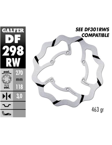 Disco GALFER Wave Fijo Ranurado 270x3mm DF298RW | Motoauto