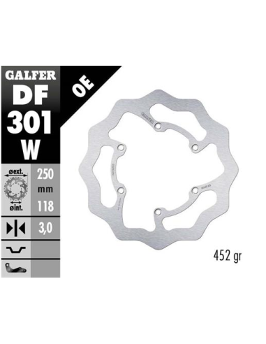 Disco GALFER Wave Fijo 250x3mm DF301W | Motoauto