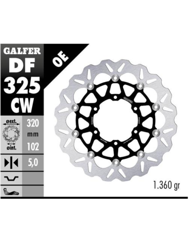 Disco GALFER Wave Flotante Completo (C DF325CW | Motoauto