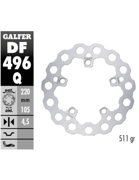 Disco GALFER Fijo Qubic 220x4.5mm DF496Q | Motoauto