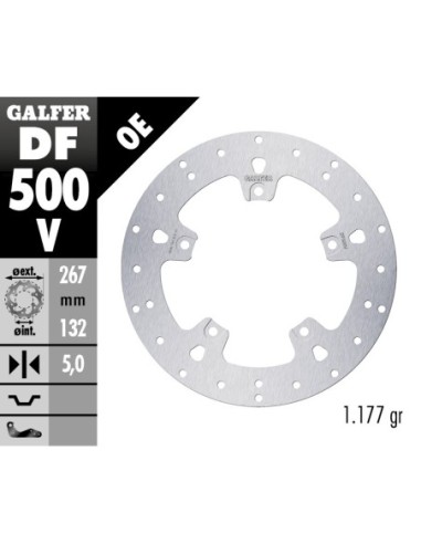 Disco de freno Galfer fijo 267X5MM DF500V | Motoauto