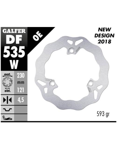 Disco GALFER Wave Fijo 230x4.5mm DF535W | Motoauto