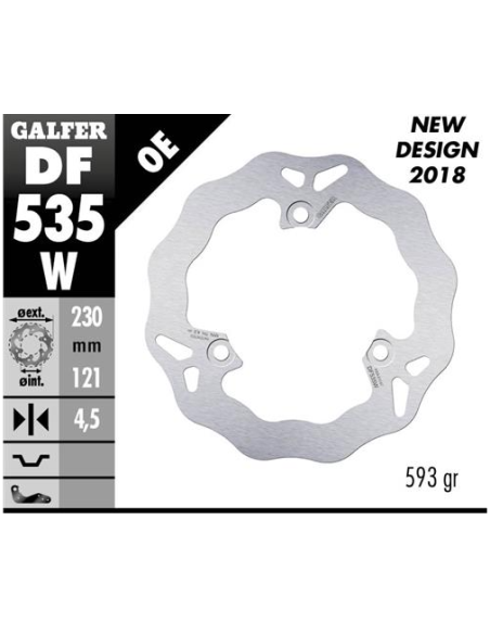 Disco GALFER Wave Fijo 230x4.5mm DF535W | Motoauto