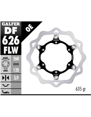 Disco GALFER Wave Flotante (C. Acero) DF626FLW | Motoauto