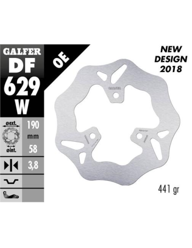 Disco GALFER Wave Fijo 190x3.8mm DF629W | Motoauto