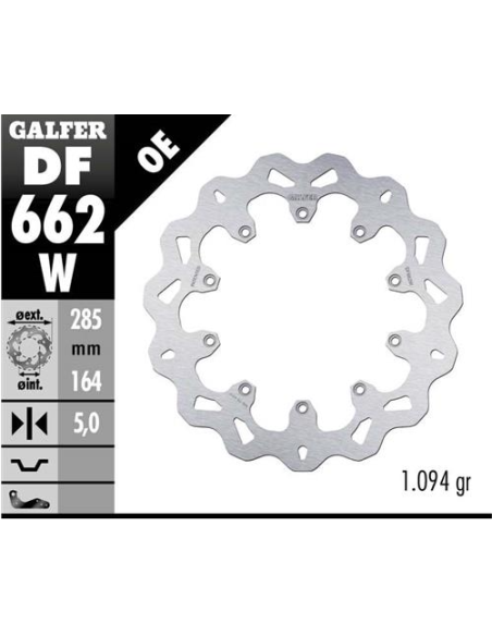 Disco GALFER Wave Fijo 285x5mm DF662W | Motoauto