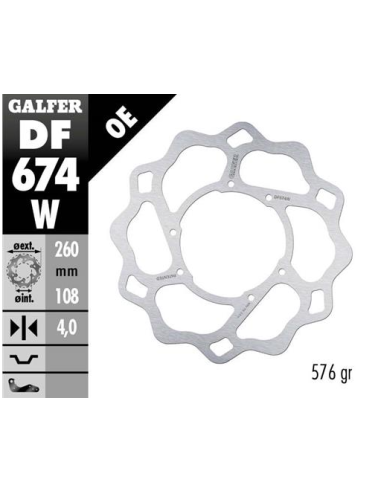 Disco GALFER Wave Fijo 260x4mm DF674W | Motoauto