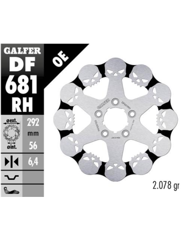 Disco GALFER Wave Skull Design Fixed DF681RH | Motoauto