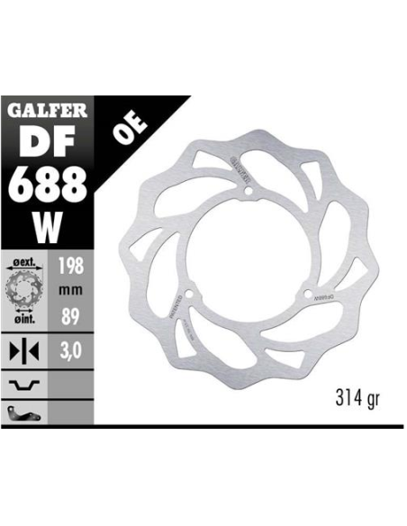 Disco GALFER Wave Fijo 198x3mm DF688W | Motoauto