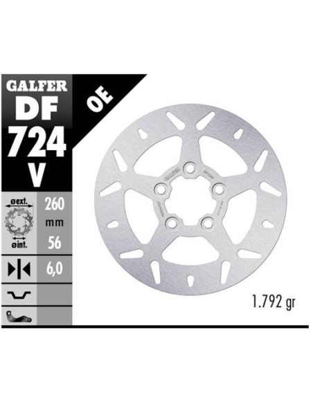 Disco GALFER Round Fixed 260x6mm DF724V | Motoauto