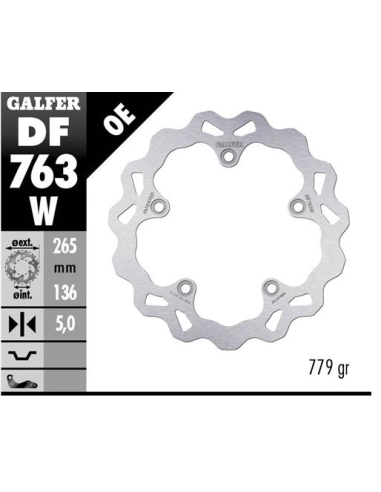 Disco GALFER Wave Fijo 265x5mm DF763W | Motoauto