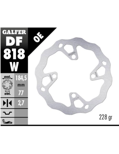 Disco GALFER Wave Fijo 185x2.7mm DF818W | Motoauto