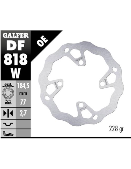 Disco GALFER Wave Fijo 185x2.7mm DF818W | Motoauto