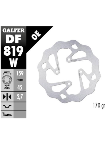 Disco GALFER Wave Fijo 159.5x2.7mm DF819W | Motoauto