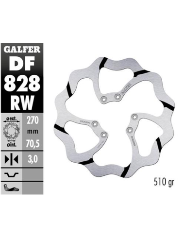 Disco GALFER Wave Fijo Ranurado 270x3mm DF828RW | Motoauto