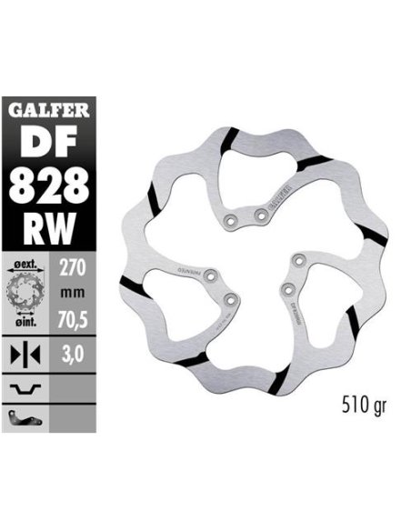 Disco GALFER Wave Fijo Ranurado 270x3mm DF828RW | Motoauto