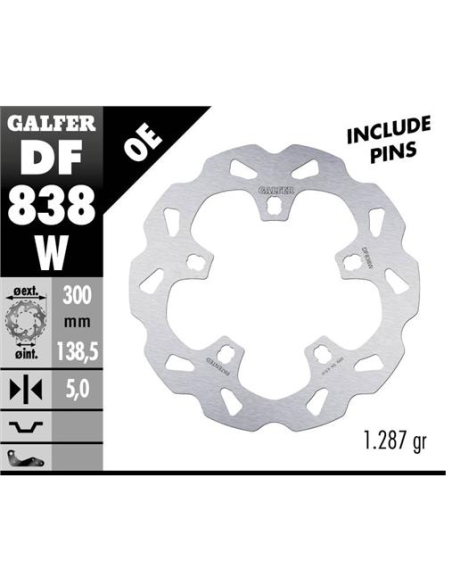 Disco GALFER Wave Fijo 300x5mm DF838W | Motoauto