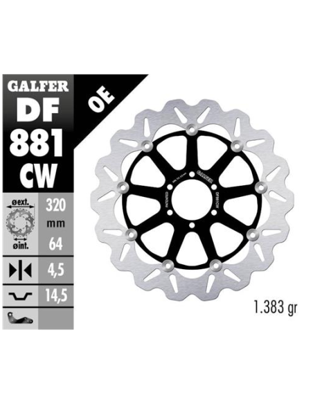 Disco GALFER Wave Flotante Completo (C DF881CW | Motoauto