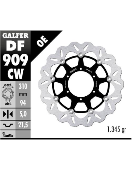 Disco GALFER Wave Flotante Completo (C DF909CW | Motoauto