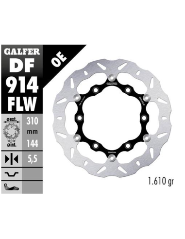 Disco GALFER Wave Flotante (C. Acero) DF914FLW | Motoauto