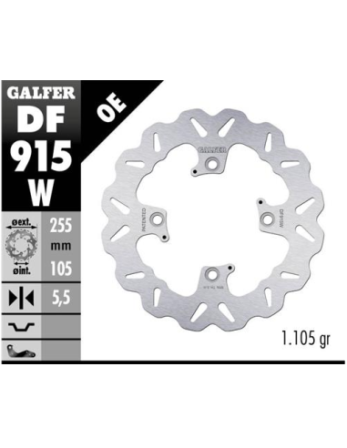 Disco GALFER Wave Fijo 255x5.5mm DF915W | Motoauto