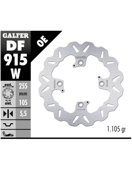 Disco GALFER Wave Fijo 255x5.5mm DF915W | Motoauto