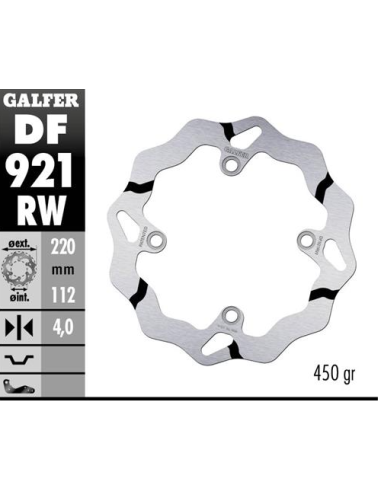 Disco GALFER Wave Fijo Ranurado 220x4mm DF921RW | Motoauto