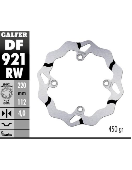 Disco GALFER Wave Fijo Ranurado 220x4mm DF921RW | Motoauto