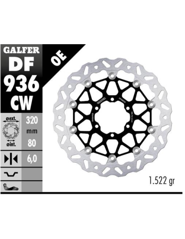 Disco GALFER Wave Flotante Completo (C DF936CW | Motoauto