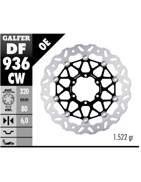 Disco GALFER Wave Flotante Completo (C DF936CW | Motoauto