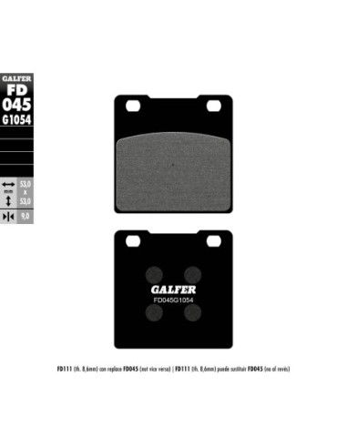 Pastillas GALFER FD045G1054 Semi Metal FD045G1054 | Motoauto