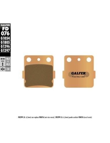 Pastillas GALFER FD076G1396 Sinter FD076G1396 | Motoauto