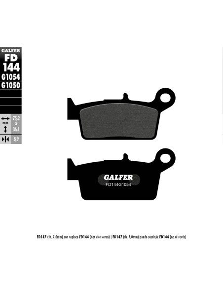 Pastillas GALFER FD144G1054 Semi Metal FD144G1054 | Motoauto