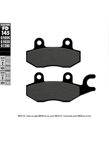 Pastillas GALFER FD145G1054 Semi Metal FD145G1054 | Motoauto