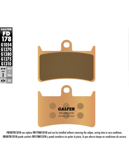 Pastillas GALFER FD178G1310 Sinter FD178G1310 | Motoauto