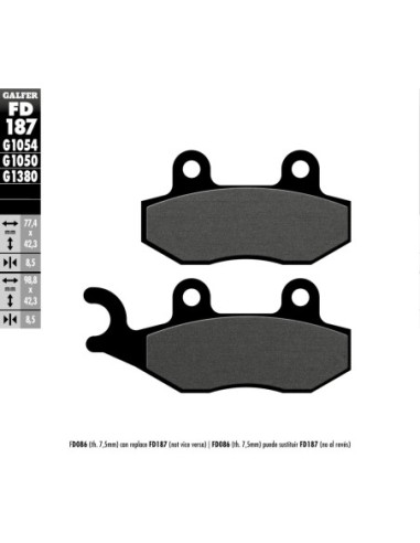 Pastillas GALFER FD187G1050 Scooter FD187G1050 | Motoauto