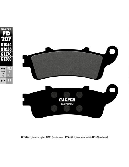 Pastillas GALFER FD207G1054 Semi Metal FD207G1054 | Motoauto