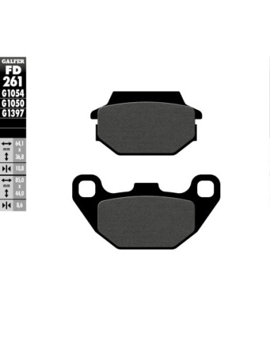Pastillas GALFER FD261G1054 Semi Metal FD261G1054 | Motoauto