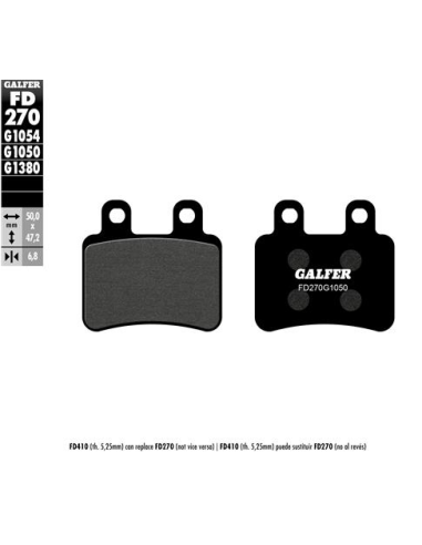 Pastillas GALFER FD270G1054 Semi Metal FD270G1054 | Motoauto
